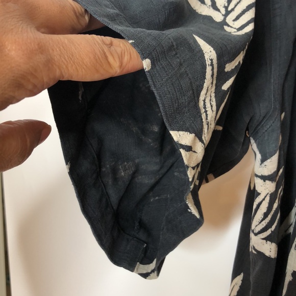 Bill Blass Mens 100% Silk Top Shirt Bamboo Wooden Buttons Short Sleeves L LARGE - Picture 6 of 10